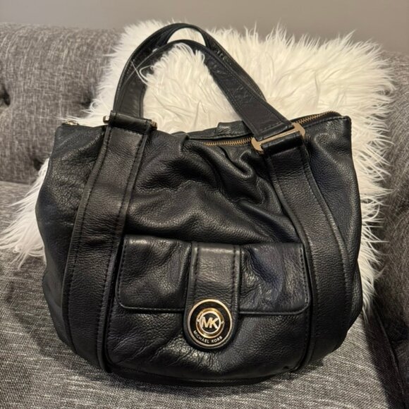 Michael Kors Bag Black Leather Gold Hardware Supple Slouchy - Picture 2 of 10